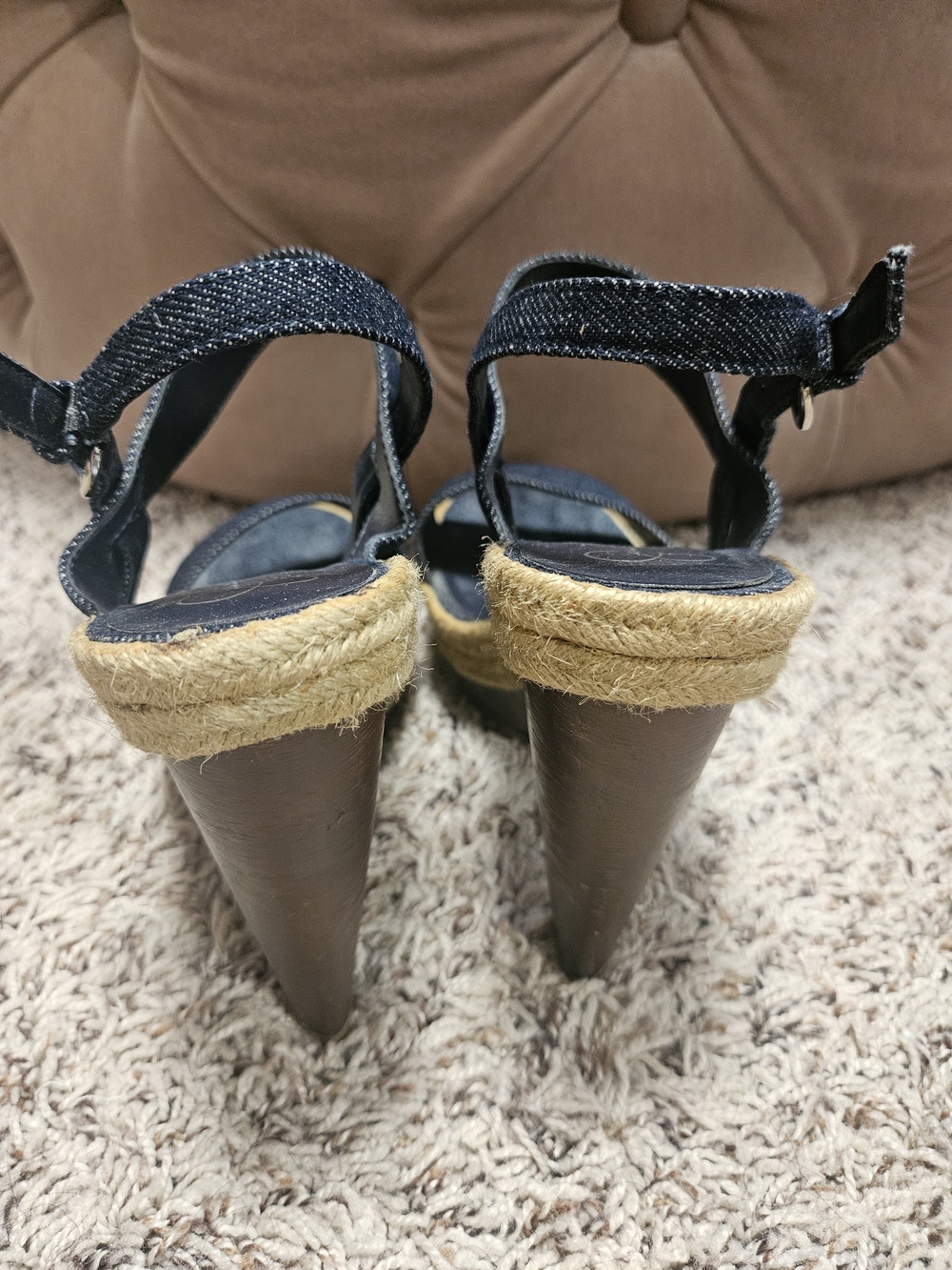 Jessica Simpson Navy Denim Espadrille Wedge Sandals - Picture 3 of 16